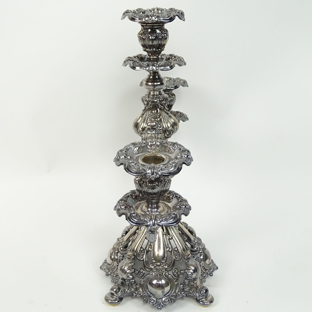 Fancy Reed & Barton Silverplate Three (3) Light Candelabra.