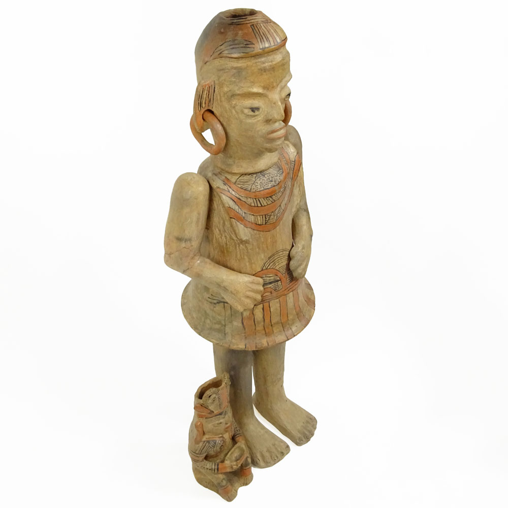 Two African Earthenware Figures. One large multi-part figure, one smaller. 