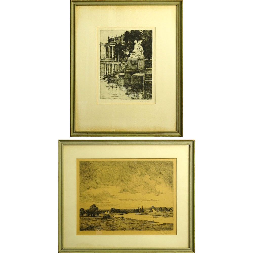 Two Antique Signed Etchings, possibly German.