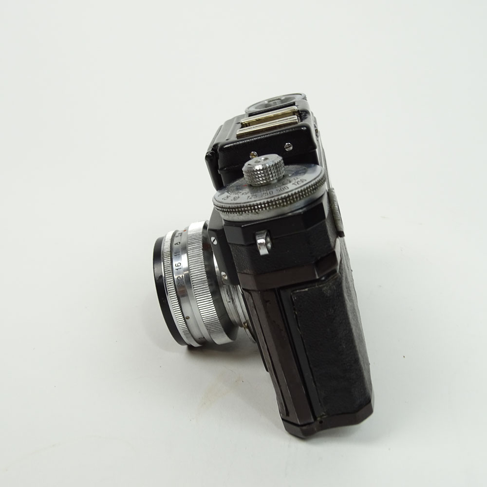 Vintage Zeiss Contax Black Body Camera with Sonnar Lens and Leather Case.