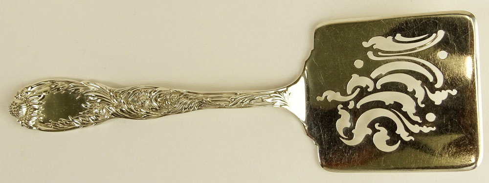 Antique Tiffany & Co Sterling Silver Chrysanthemum Pattern Pierced Waffle Server.