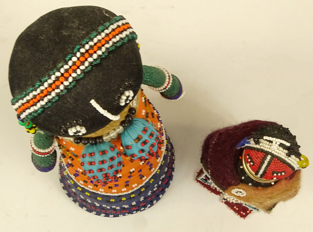 Two (2) Vintage African Beaded Cloth Figures