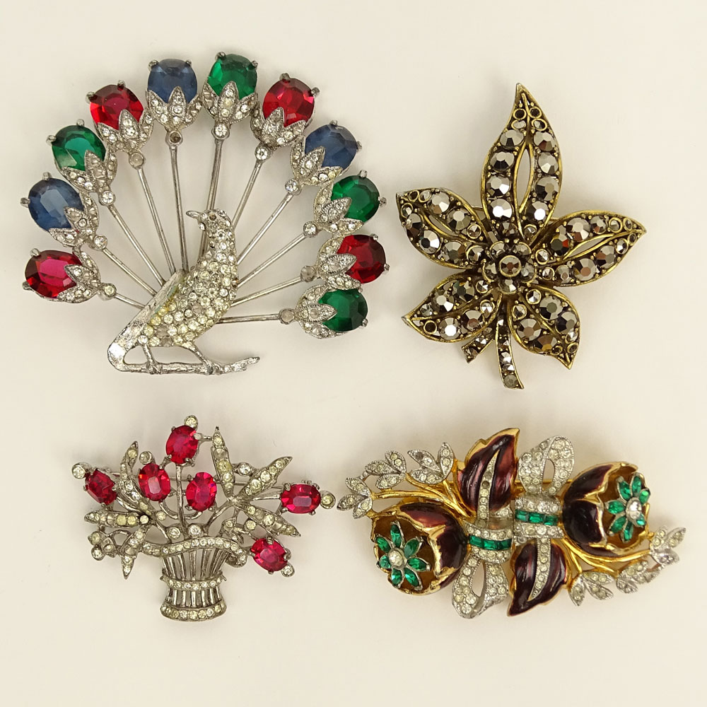 Four (4) Vintage Costume Jewelry Brooches.