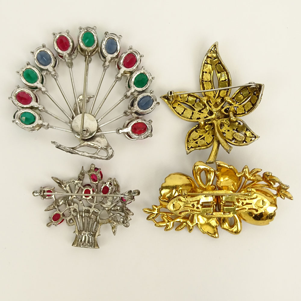 Four (4) Vintage Costume Jewelry Brooches.