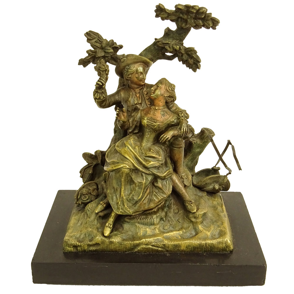 19/20th Century Bronze Sculpture on Onyx Base. "Romantic Couple" 