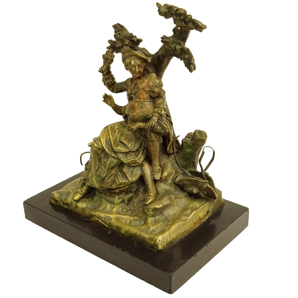 19/20th Century Bronze Sculpture on Onyx Base. "Romantic Couple" 