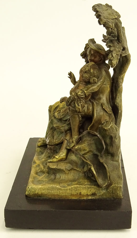 19/20th Century Bronze Sculpture on Onyx Base. "Romantic Couple" 