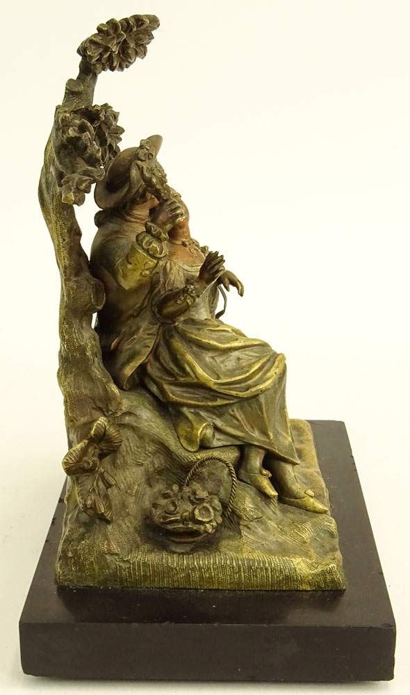 19/20th Century Bronze Sculpture on Onyx Base. "Romantic Couple" 