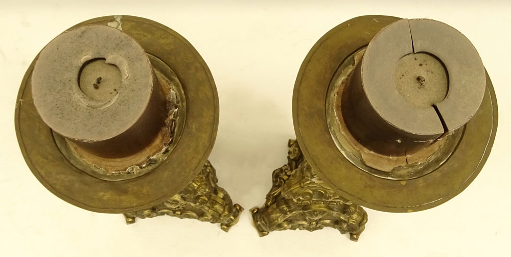 Pair of Large Brass Candle Holders.