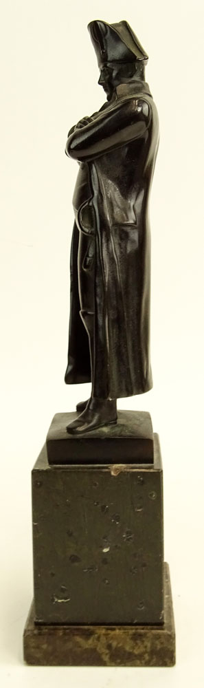 19th Century Bronze Sculpture on marble base "Napoleon With Arms Folded in Long Coat" 