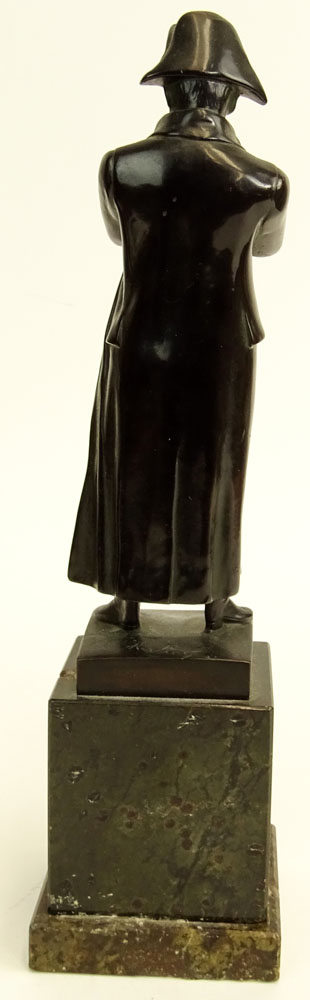 19th Century Bronze Sculpture on marble base "Napoleon With Arms Folded in Long Coat" 