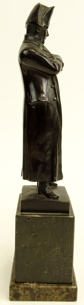 19th Century Bronze Sculpture on marble base "Napoleon With Arms Folded in Long Coat" 