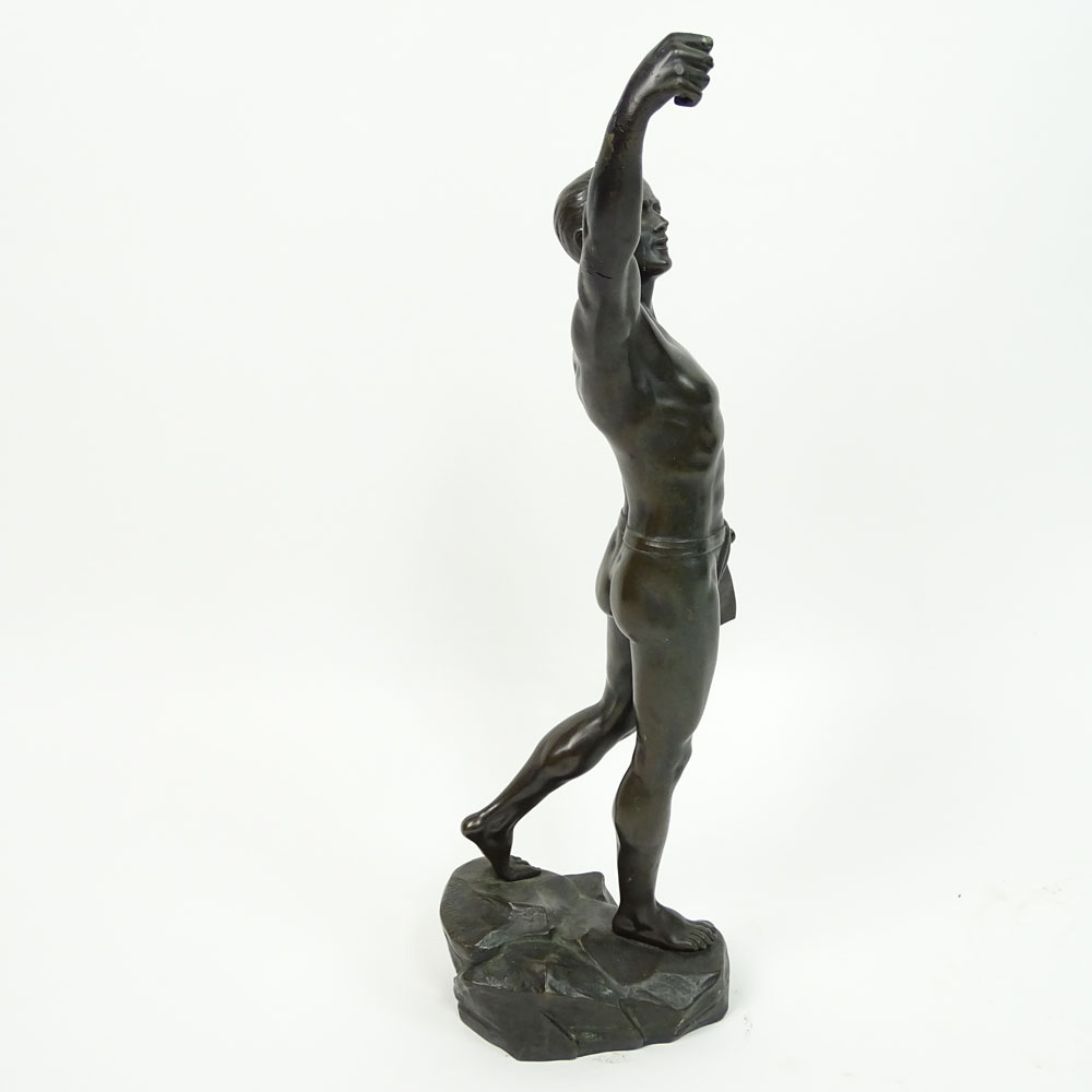 Otto Schmidt-Hofer, German (1873-1925) Bronze sculpture "Young athlete in victory pose"