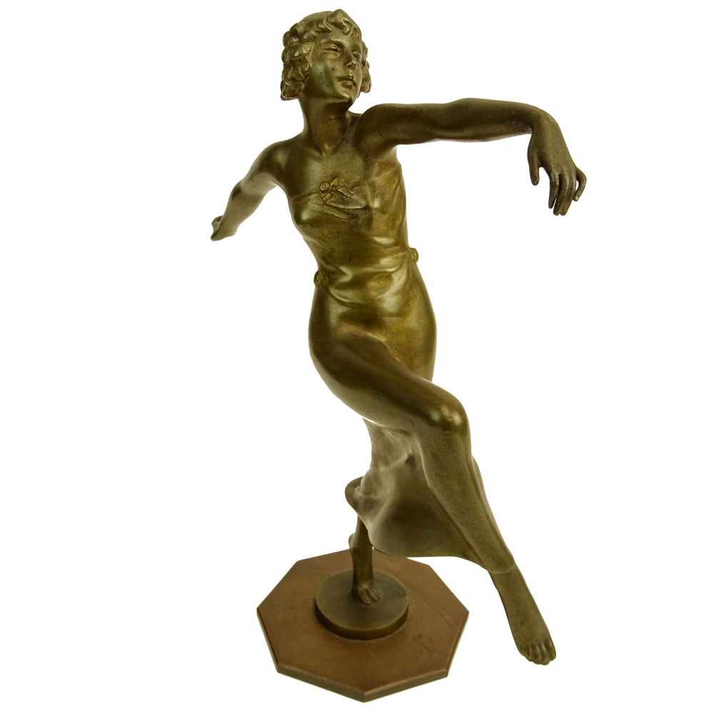Otto Hafenrichter, Austrian (19/20th C) Art Deco Patinated Bronze Sculpture "Dancing Girl". 