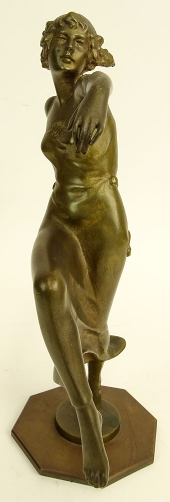 Otto Hafenrichter, Austrian (19/20th C) Art Deco Patinated Bronze Sculpture "Dancing Girl". 