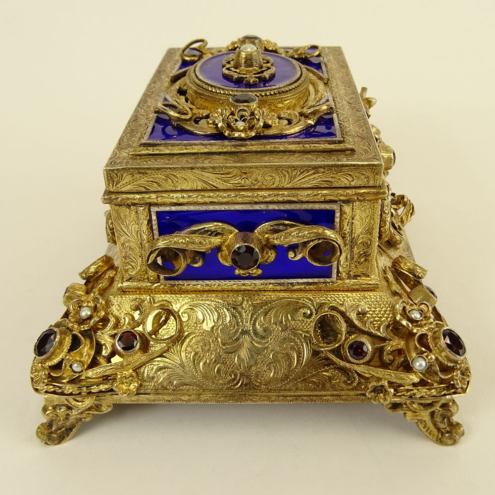 Early 20th Century Jeweled Enameled Singing Bird Box Automaton.