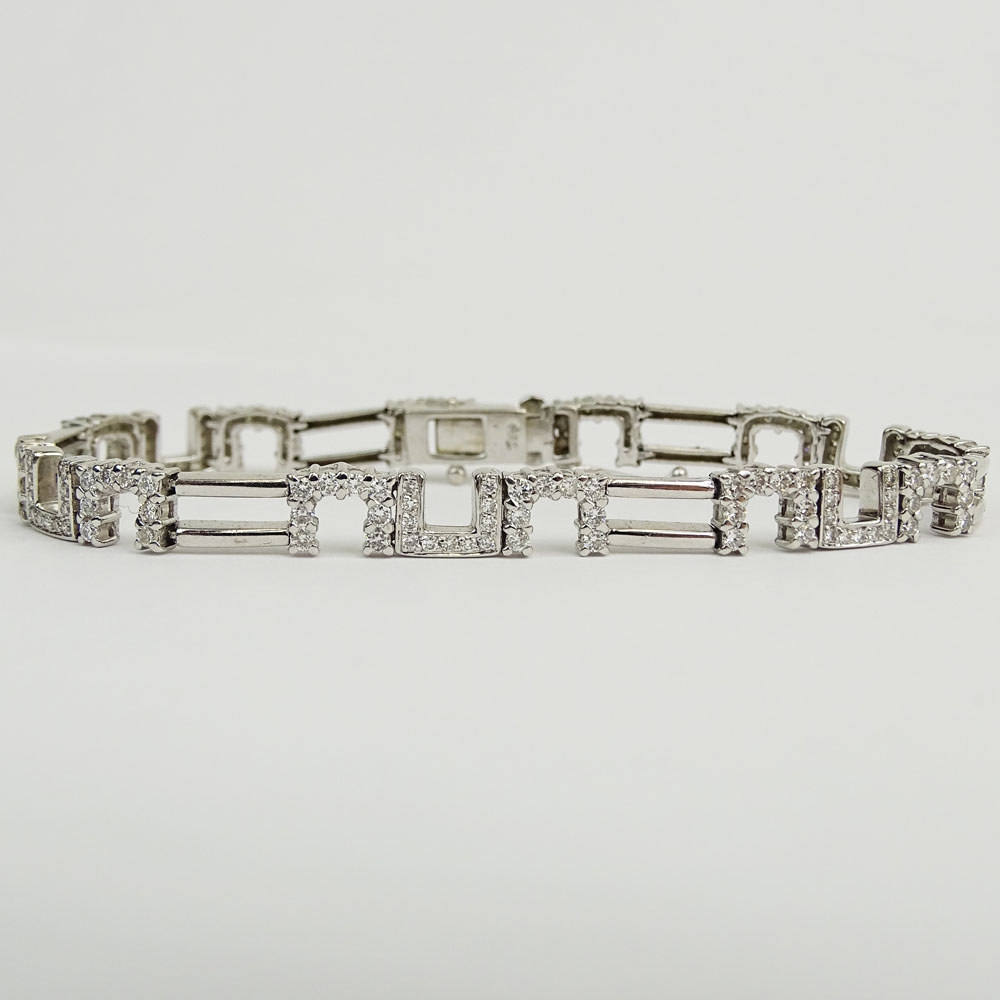 18 Karat White Gold and approx. 3.0 Carat Round Cut Diamond Bracelet.