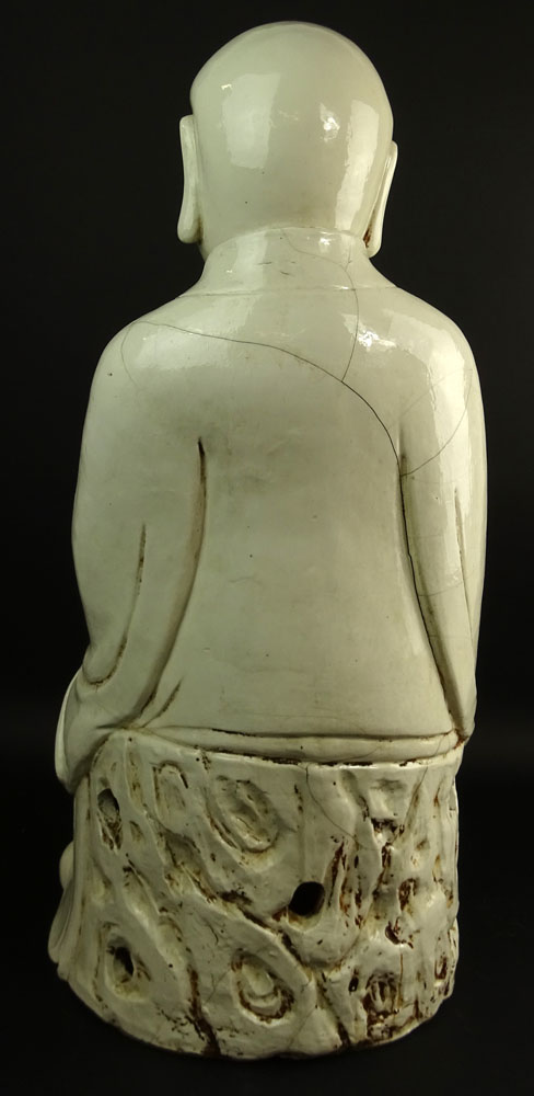 Large Antique Chinese Blanc de Chine Figure of a Monk.