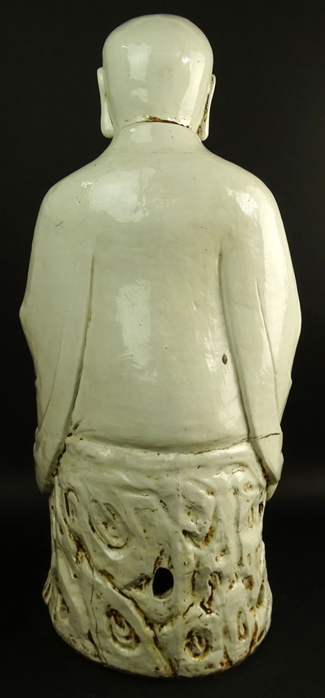 Large Antique Chinese Blanc de Chine Figure of a Monk.