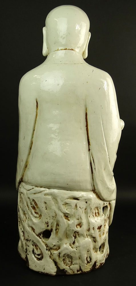 Large Antique Chinese Blanc de Chine Figure of a Monk.