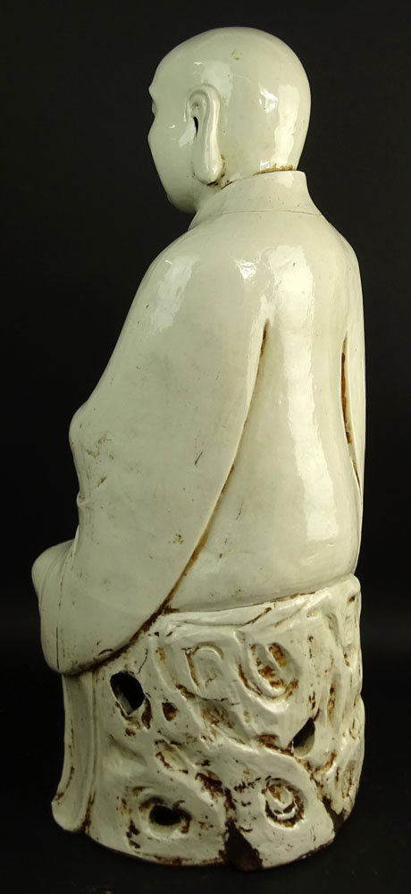 Large Antique Chinese Blanc de Chine Figure of a Monk.