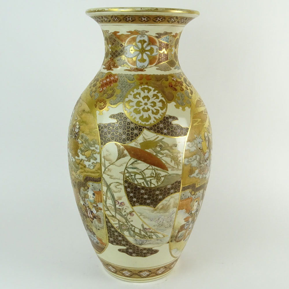 Large Antique Japanese Satsuma Vase. Figural Motif.