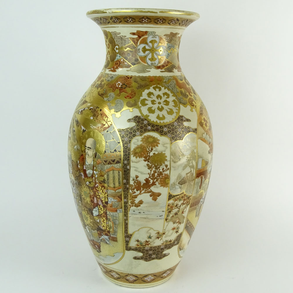 Large Antique Japanese Satsuma Vase. Figural Motif.