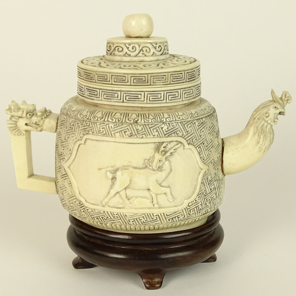 Antique Chinese Carved Ivory Teapot.