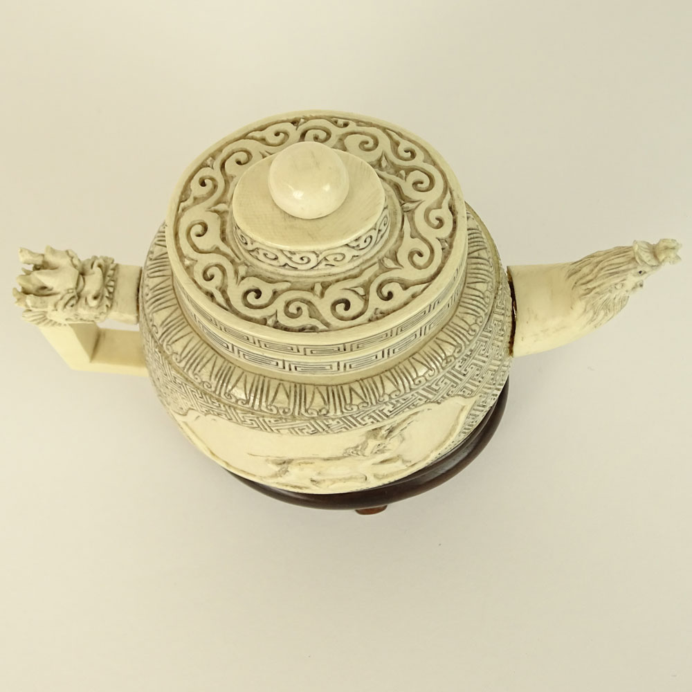 Antique Chinese Carved Ivory Teapot.