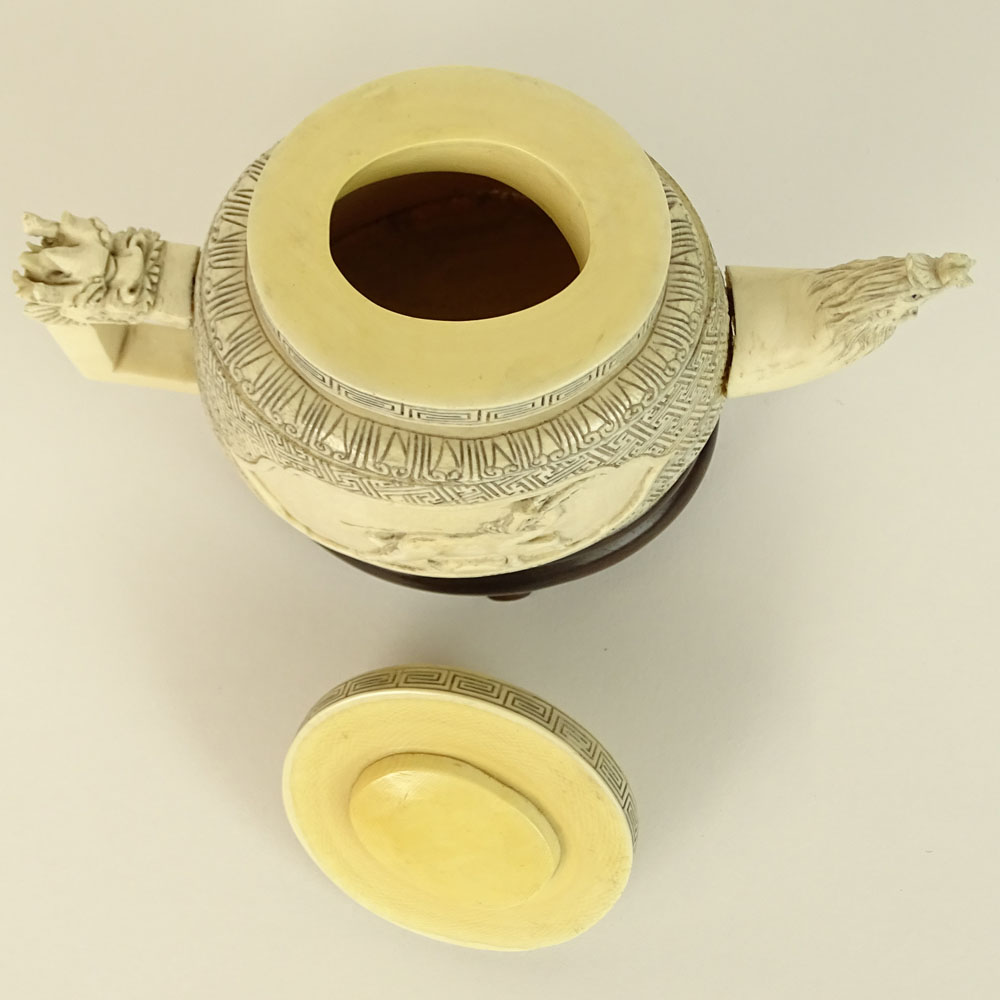 Antique Chinese Carved Ivory Teapot.