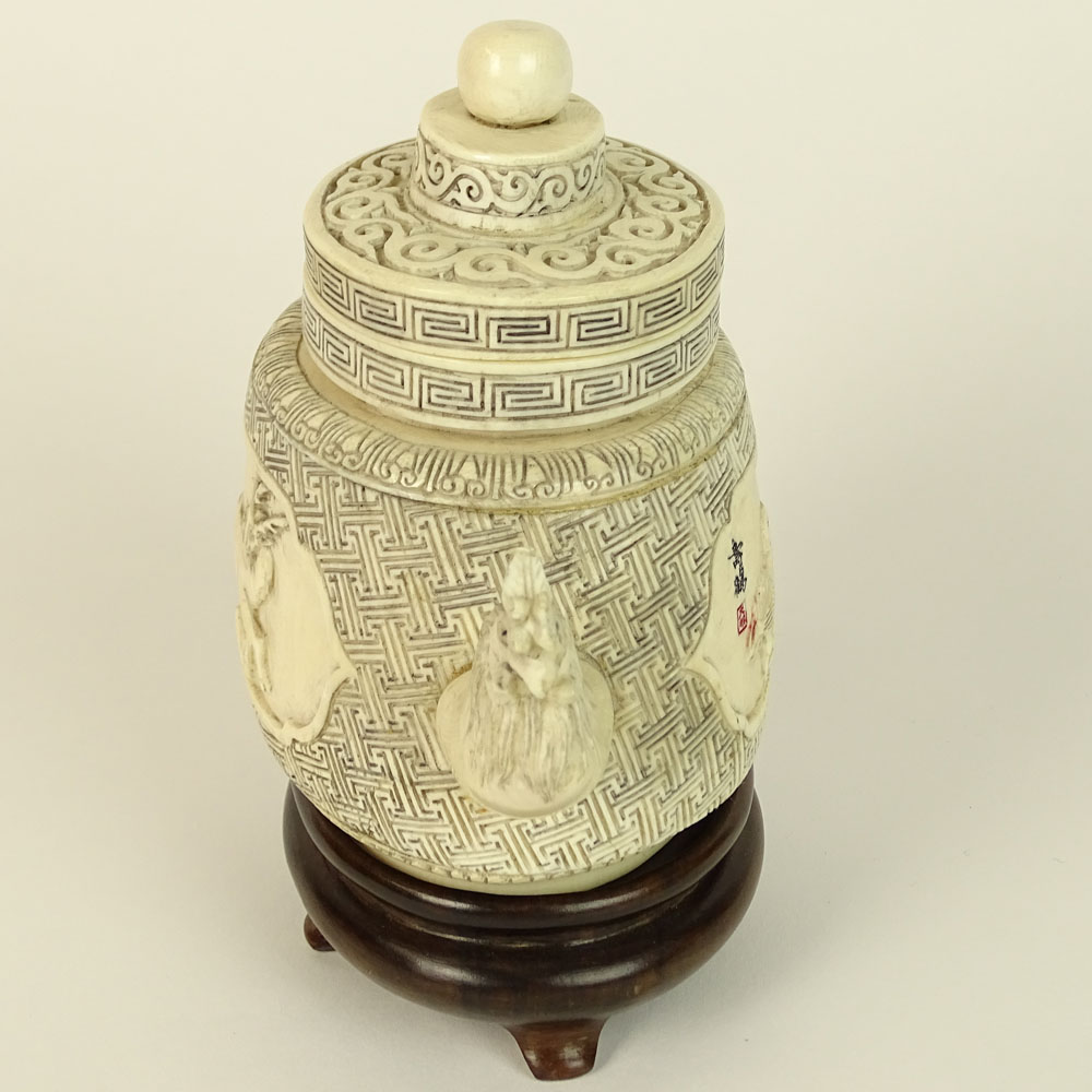 Antique Chinese Carved Ivory Teapot.