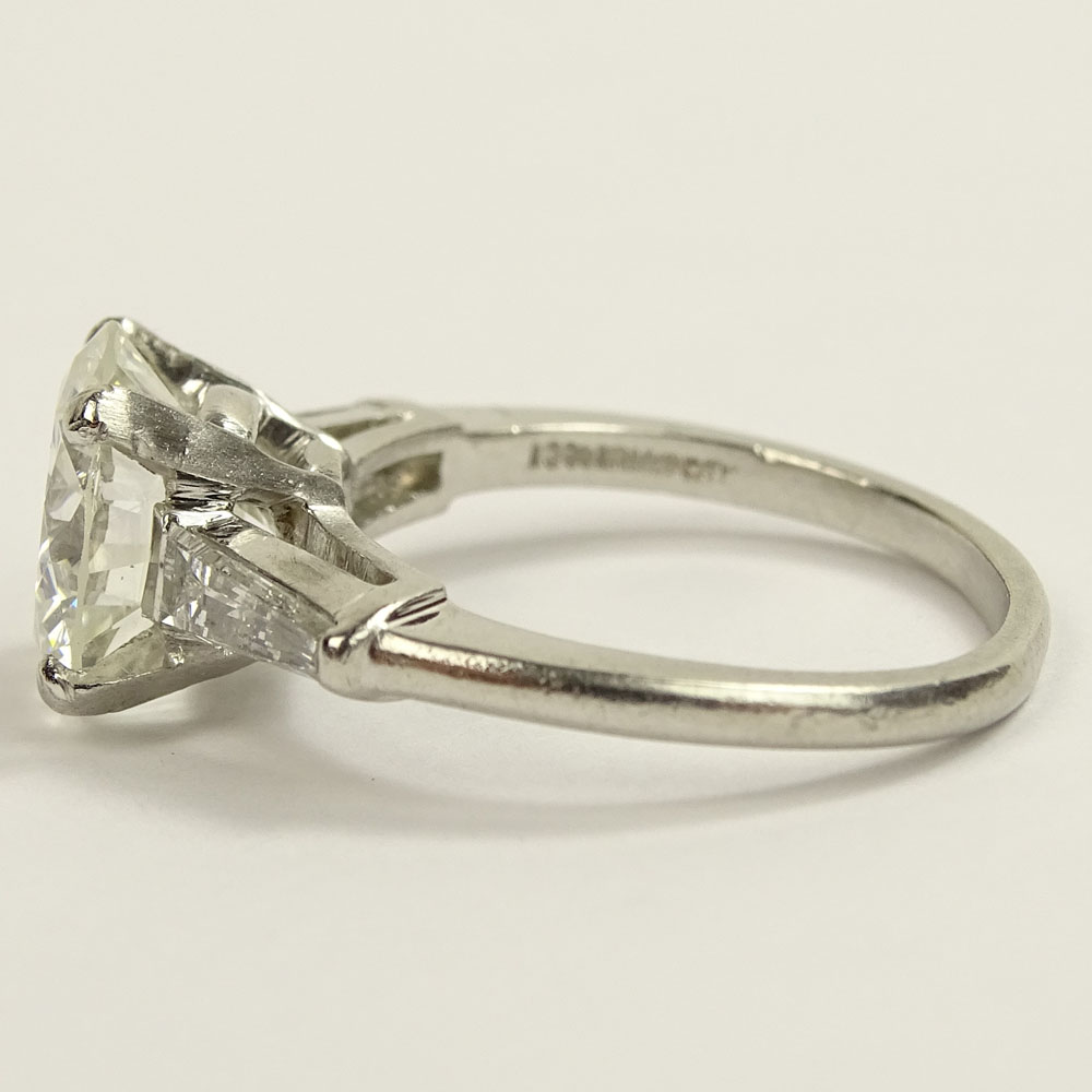 GIA Certified 3.25 Carat Round Brilliant Cut Diamond and Platinum Engagement Ring.