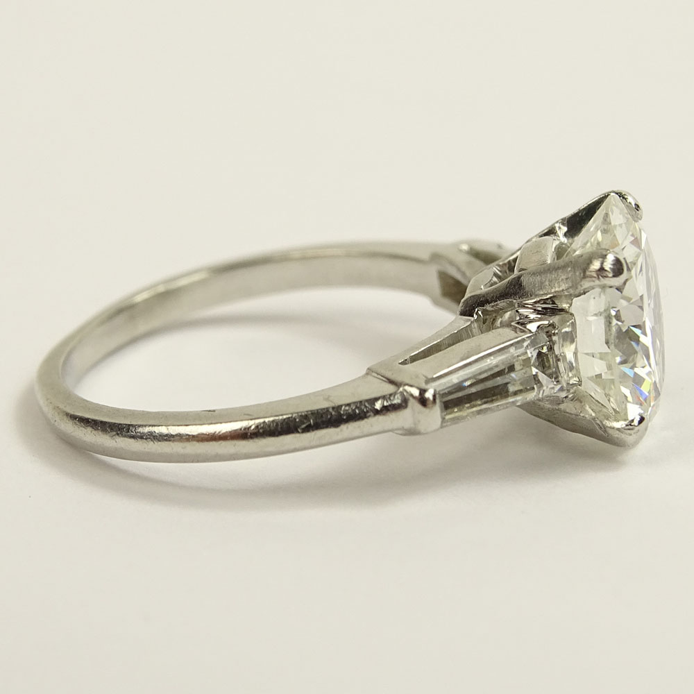 GIA Certified 3.25 Carat Round Brilliant Cut Diamond and Platinum Engagement Ring.