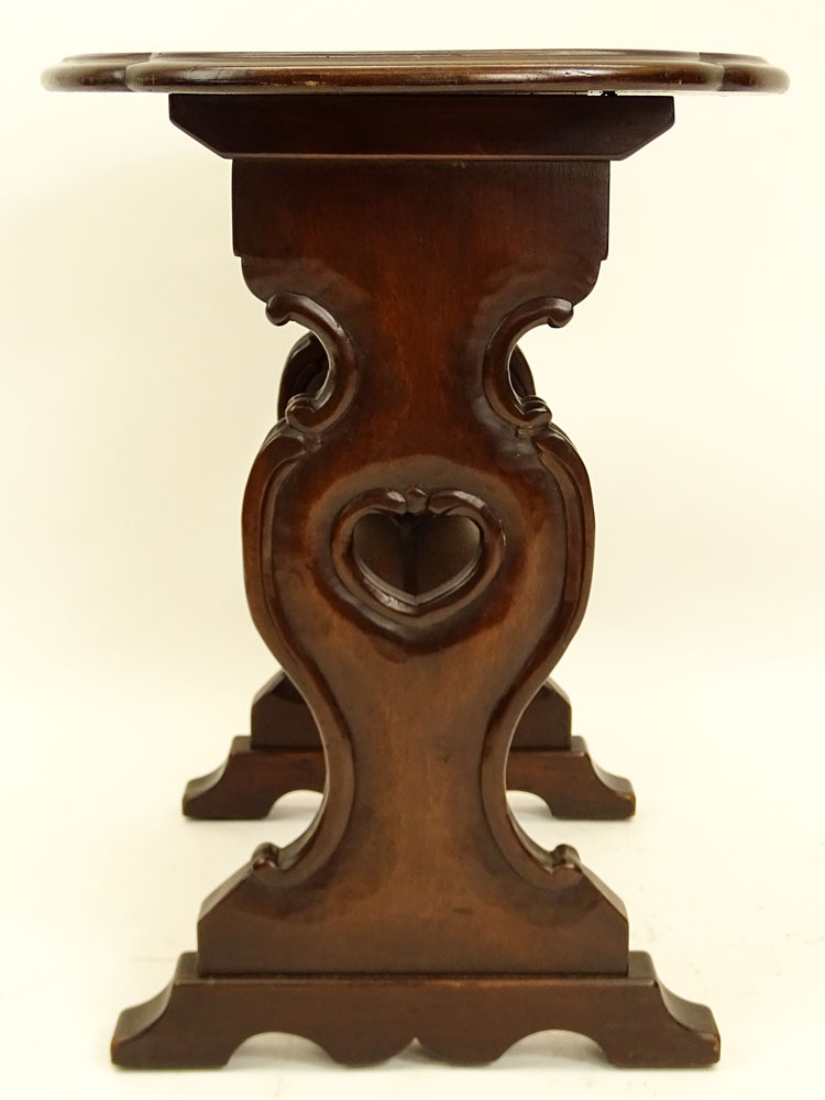 19th Century Italian Walnut Occasional Side Table with Book Holder Trestle.