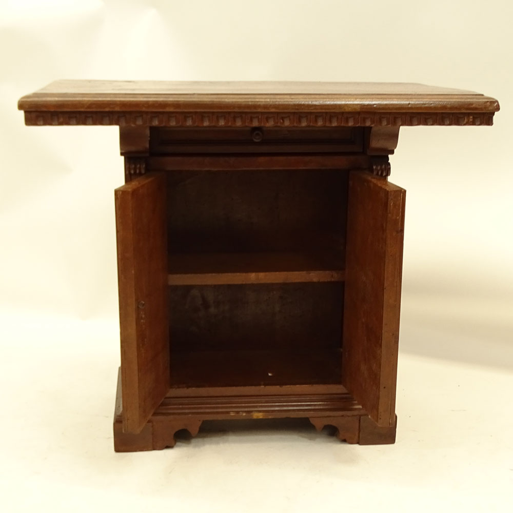 19th Century Walnut One Drawer, Two Door Cabinet Table.