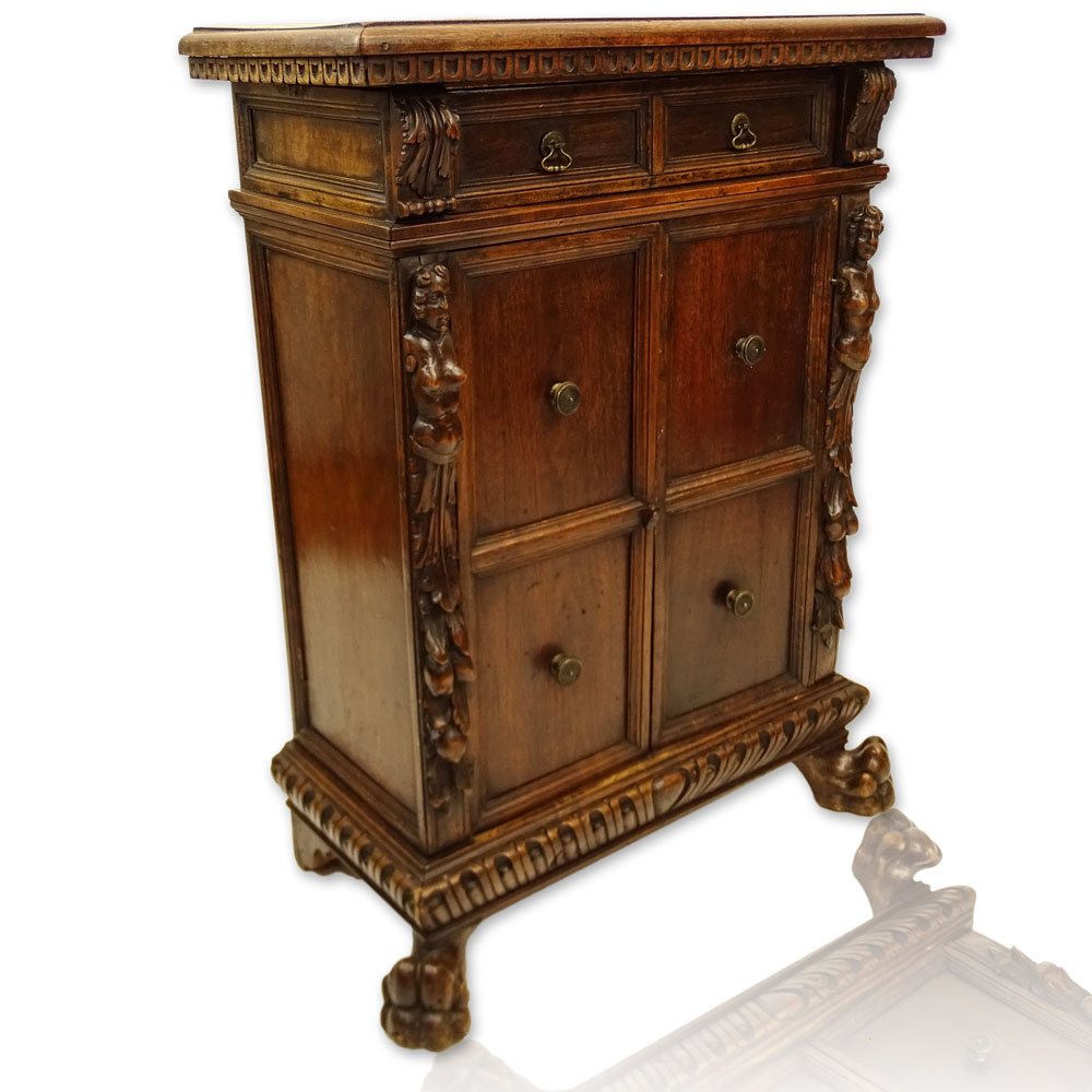 19th Century Walnut One Drawer, Two Door Console Cabinet. 