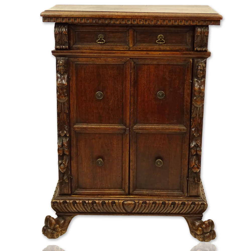 19th Century Walnut One Drawer, Two Door Console Cabinet. 