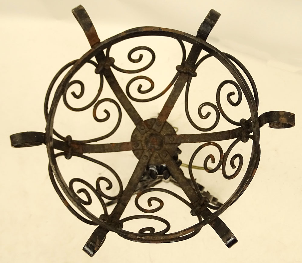 Antique Wrought Iron Torchiere, Now Wired.