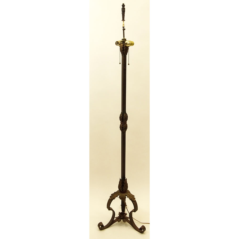 19th Century Italian Iron Torchiere. Foliate motif.