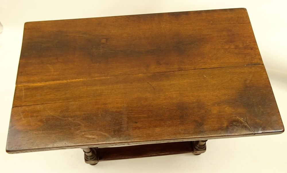 19th Century Italian Walnut Trestle Console Table With One Drawer.