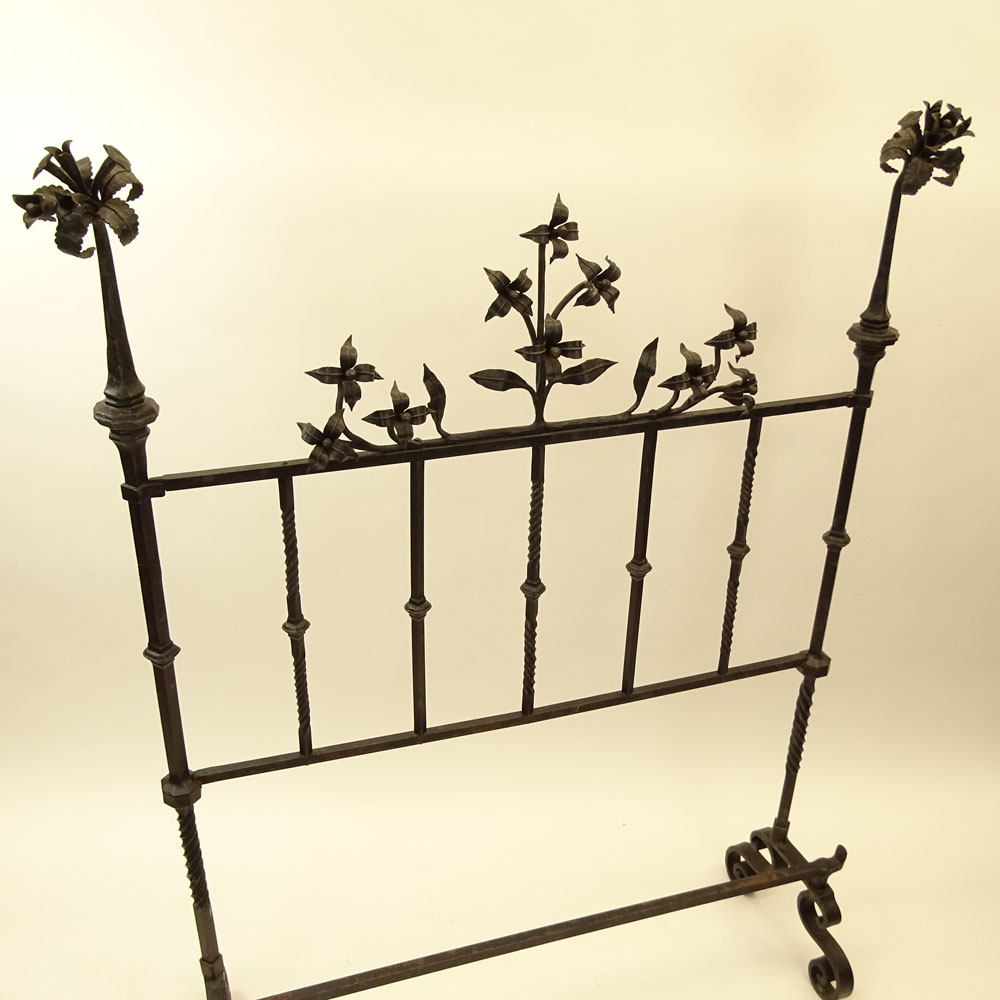 Pair 19th Century Italian Heavy Wrought Iron Bed Frames.