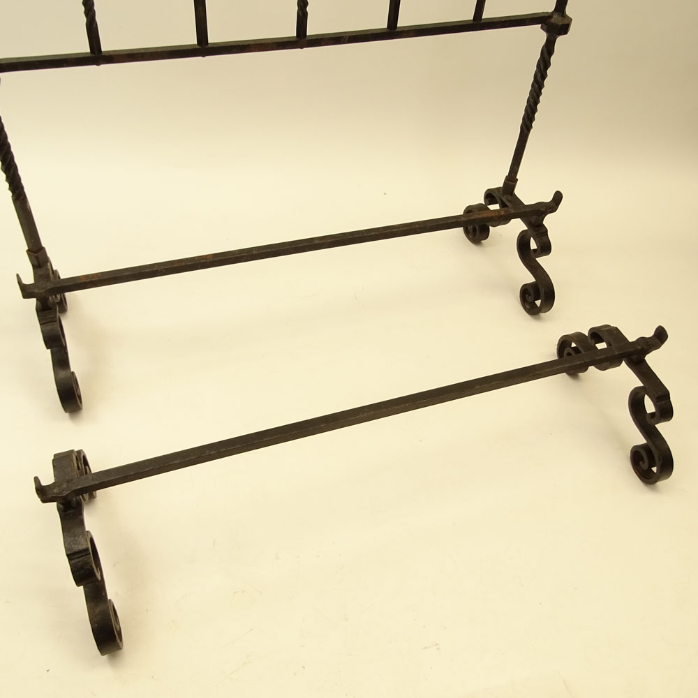 Pair 19th Century Italian Heavy Wrought Iron Bed Frames.