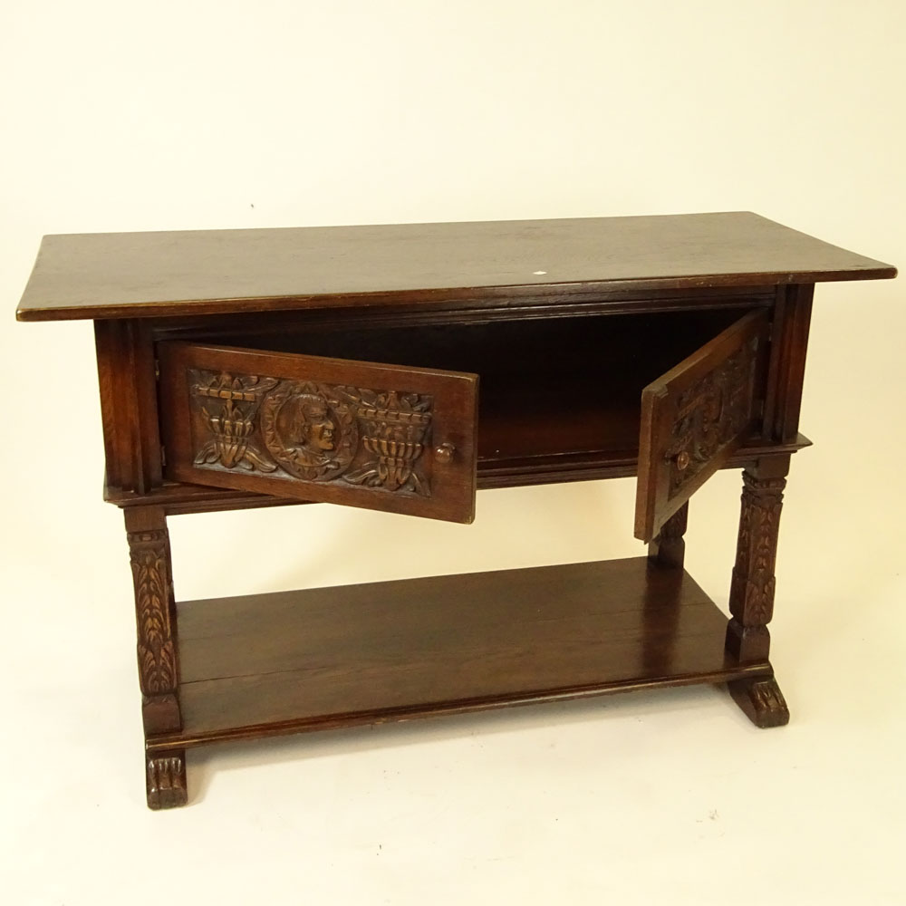 19/20th Century Italian Carved Oak Credenza.