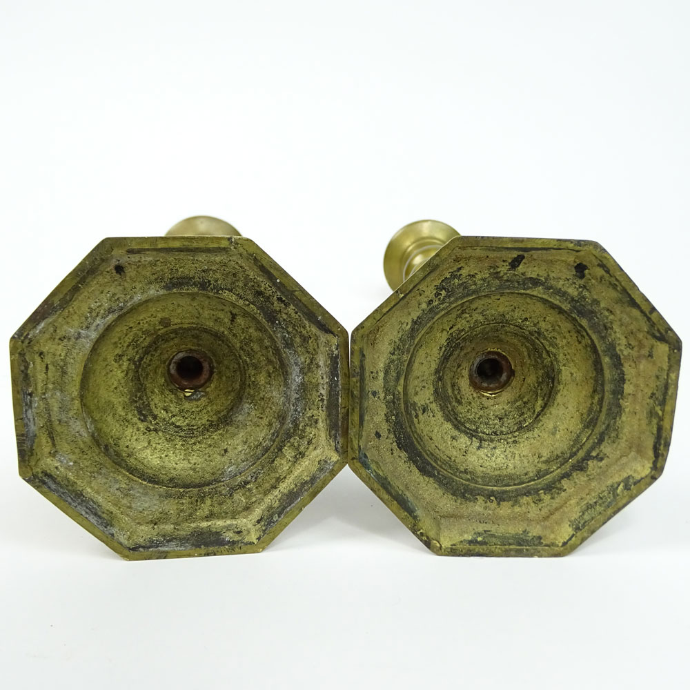 Pair of 19th Century Italian Heavy Brass Candlesticks.