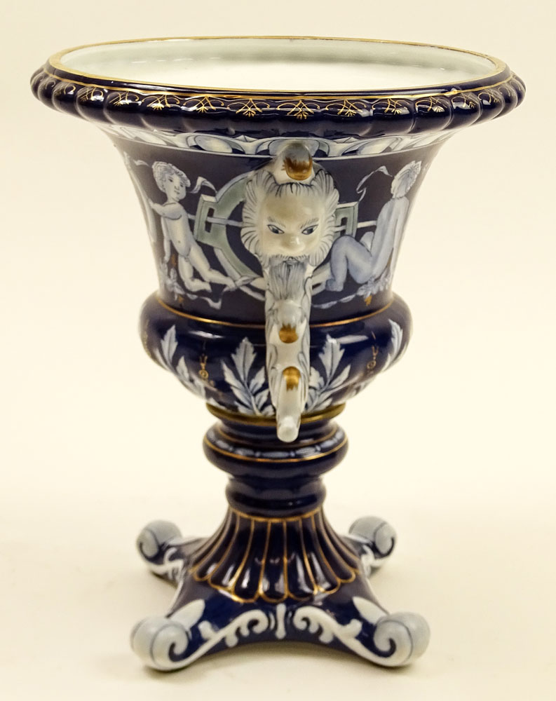 Mid 20th Century Porcelain Figural Urn. Signed with "Meissen Style" mark.