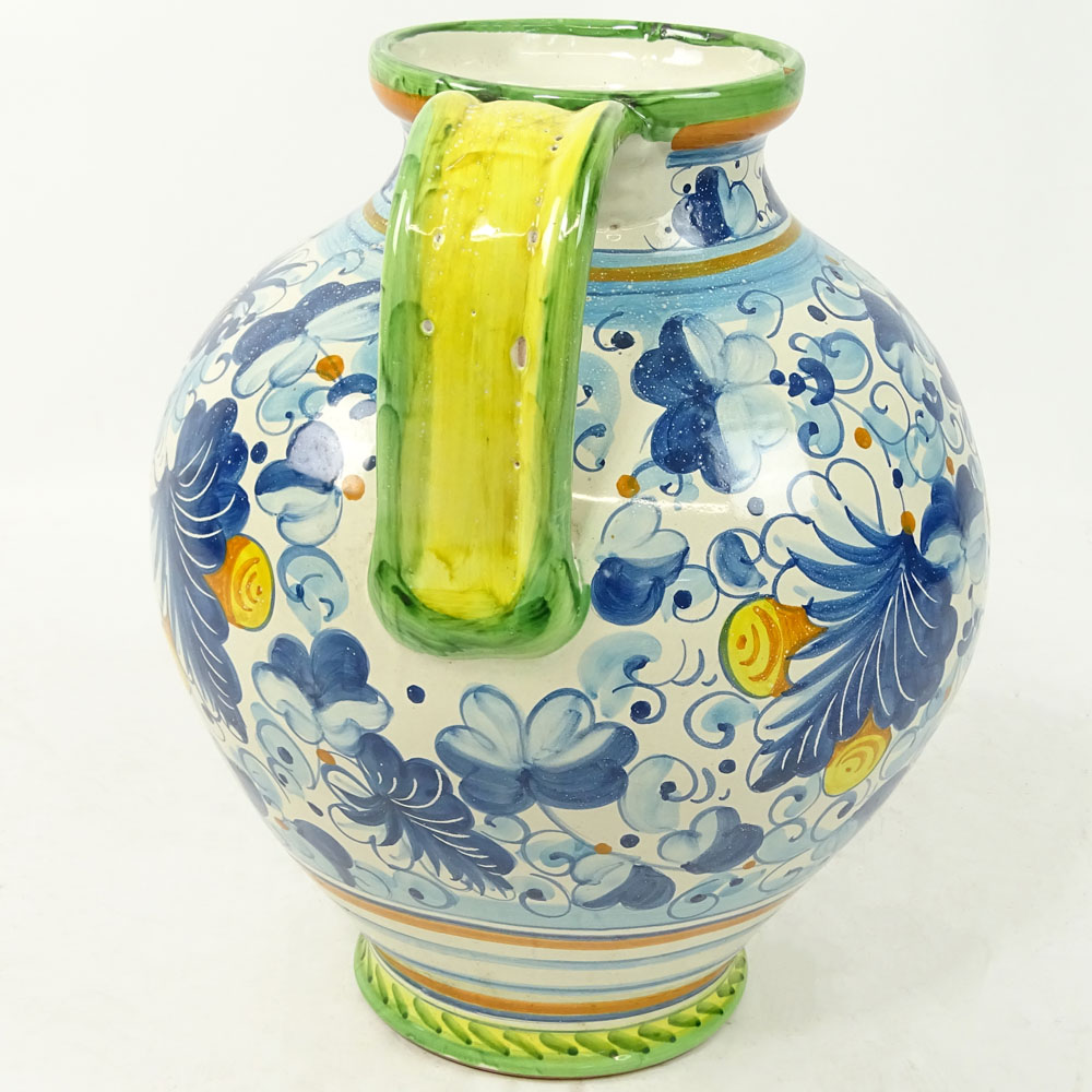 Oversize 20th Century Italian Majolica Pottery Pitcher.