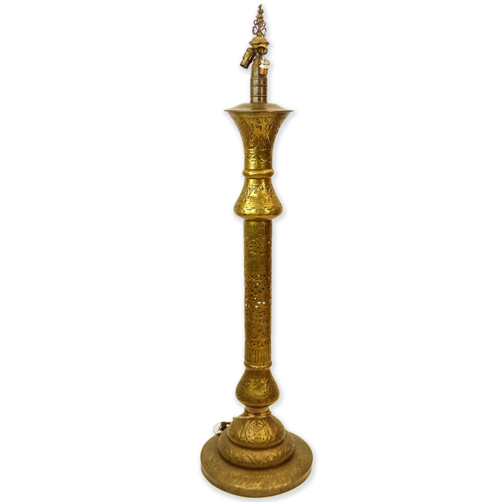 Vintage Moroccan Brass Floor Lamp.