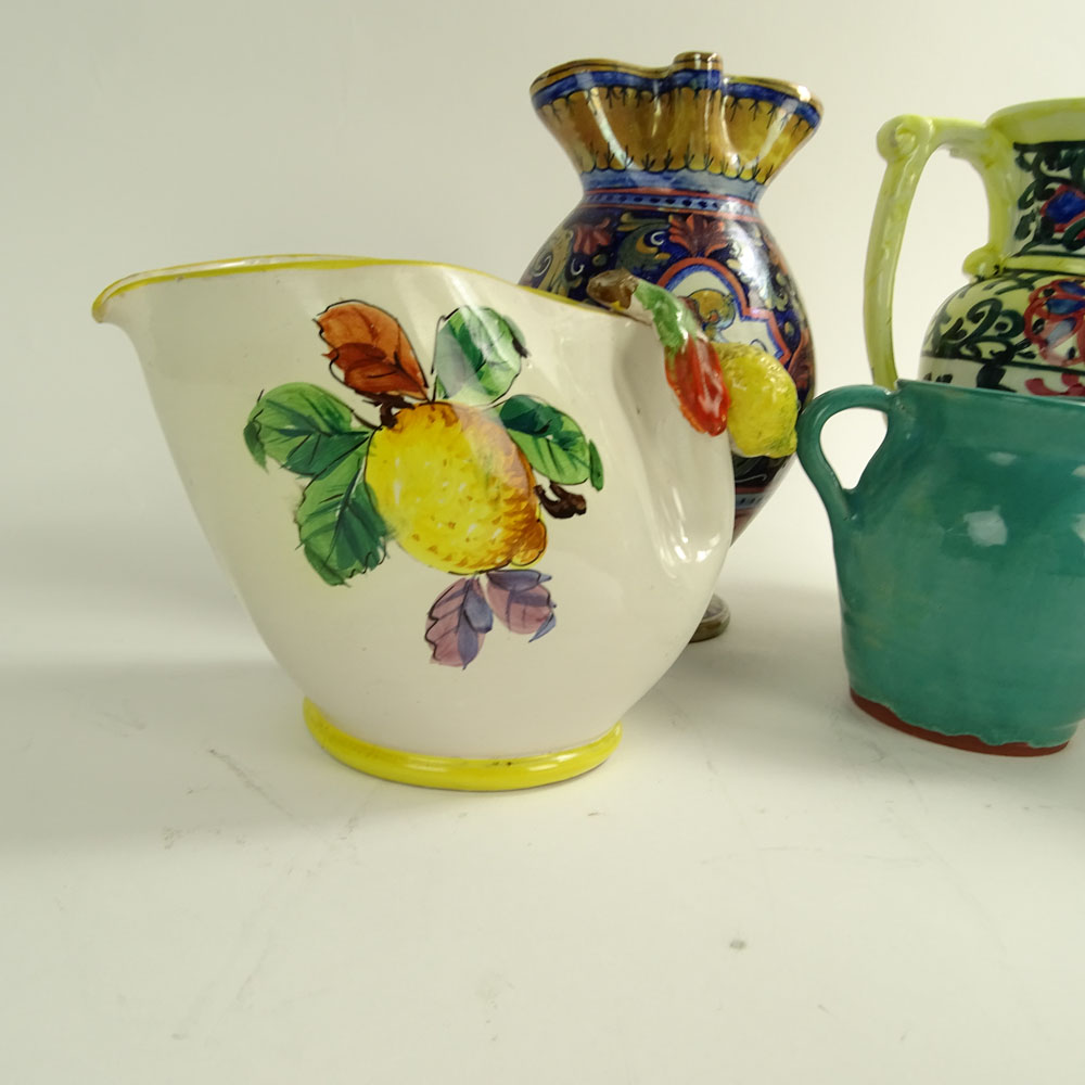 Lot of Five (5) Vintage Italian Majolica Pitchers.