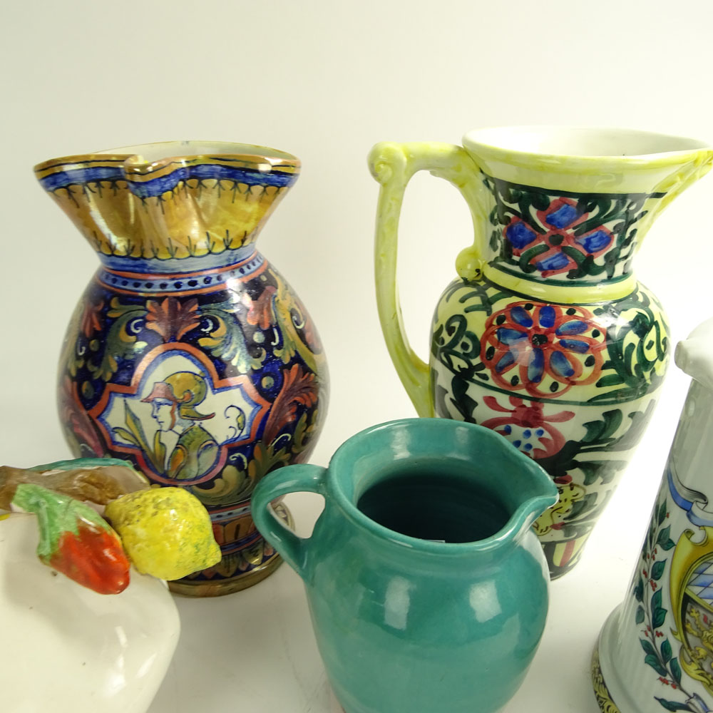 Lot of Five (5) Vintage Italian Majolica Pitchers.