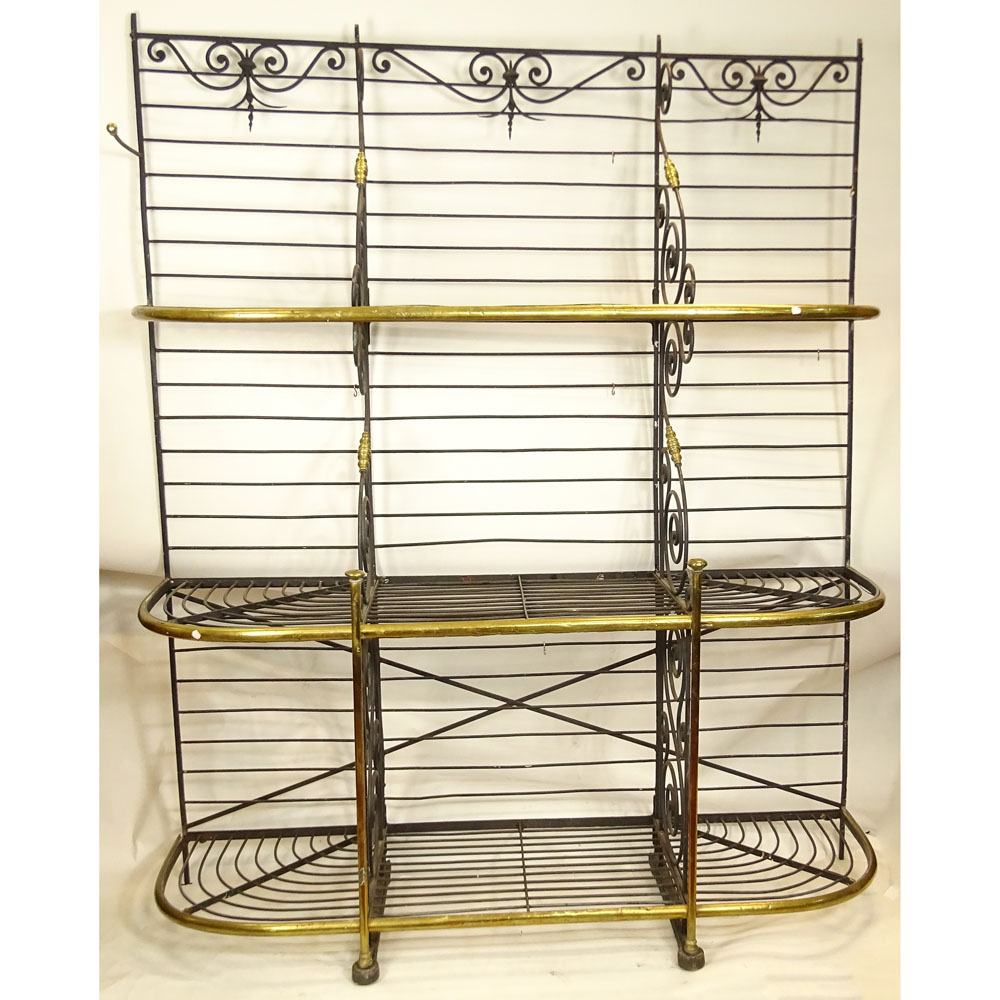 Large 19/20th Century French Iron and Brass Bakers Rack.